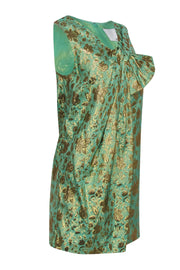 Current Boutique-3.1 Phillip Lim - Green and Metallic Gold Floral Brocade Shift Dress Sz 2