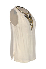 Current Boutique-3.1 Phillip Lim - Ivory Embellished Silk Blouse Sz 4
