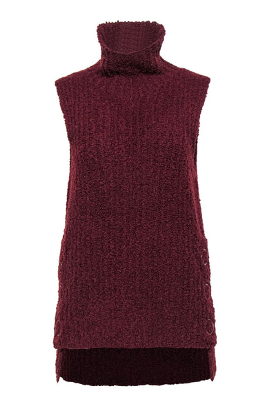Current Boutique-3.1 Phillip Lim - Maroon Sleeveless Tunic-Style Turtleneck Sweater Sz M