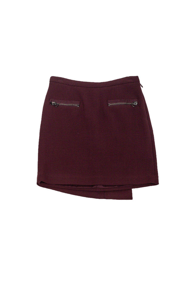 Current Boutique-3.1 Phillip Lim - Maroon Wool & Silk Miniskirt Sz 2