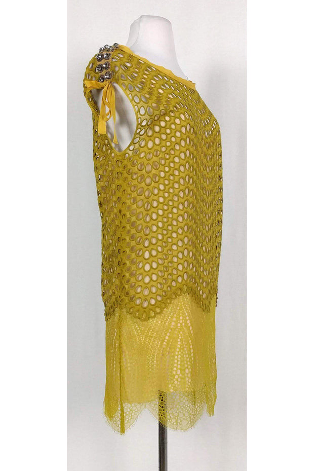 Current Boutique-3.1 Phillip Lim - Mustard Yellow Eyelet Lace Dress Sz 0