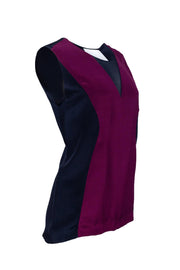 Current Boutique-3.1 Phillip Lim - Navy & Purple Silk Sleeveless Top Sz 6