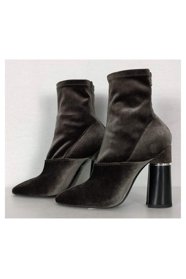 Current Boutique-3.1 Phillip Lim - Olive Kyoto Velvet Ankle Boots Sz 9.5