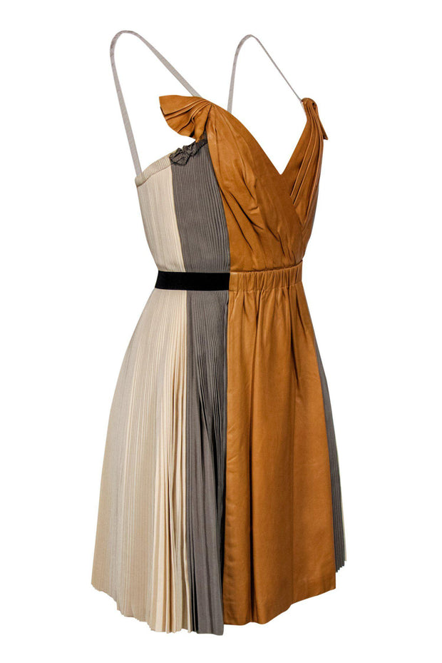 Current Boutique-3.1 Phillip Lim - Pleated Leather Colorblock Dress Sz 2