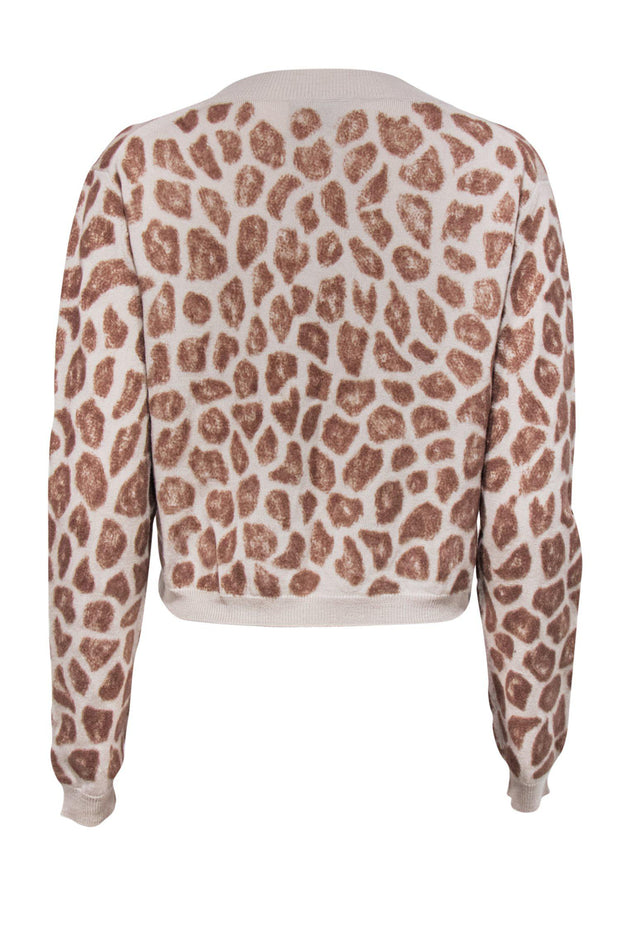 Current Boutique-3.1 Phillip Lim - Tan Animal Print Cropped Wool Sweater Sz L