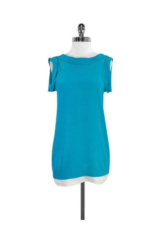 Current Boutique-3.1 Phillip Lim - Teal Silk Short Sleeve Shift Dress Sz 2