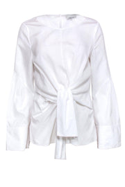 Current Boutique-3.1 Phillip Lim - White Long Sleeve Tie Front Blouse Sz 8