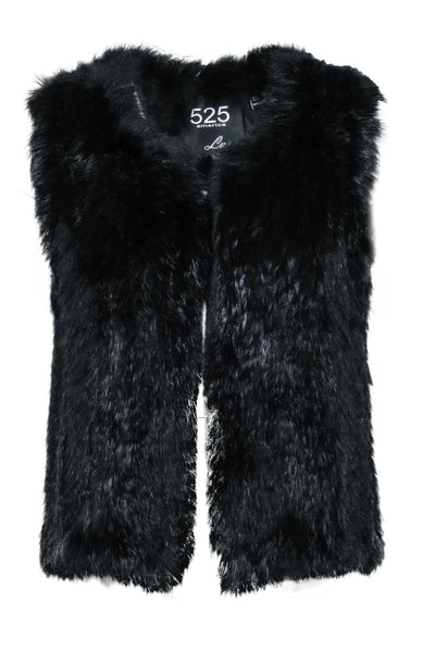 Current Boutique-525 America - Black Fox Fur Vest Sz S