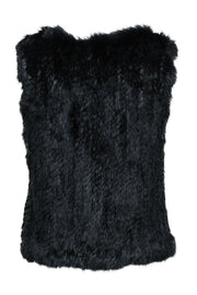 Current Boutique-525 America - Black Rabbit Fur Open Vest Sz S/M