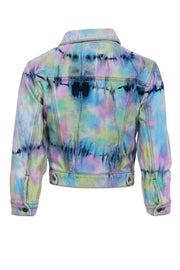 Current Boutique-525 America - Multicolored Pastel Tie-Dye Cropped Denim Jacket Sz S