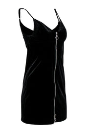 Current Boutique-7 For All Mankind - Black Velvet Zippered-Front Bodycon Sz XS