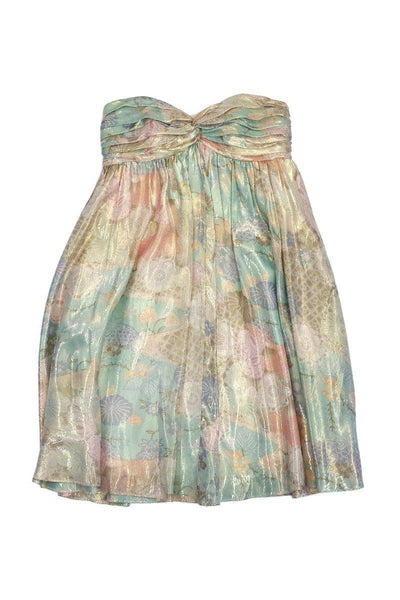 Current Boutique-ABS Collection - Metallic Multicolor Floral Silk Dress Sz 2