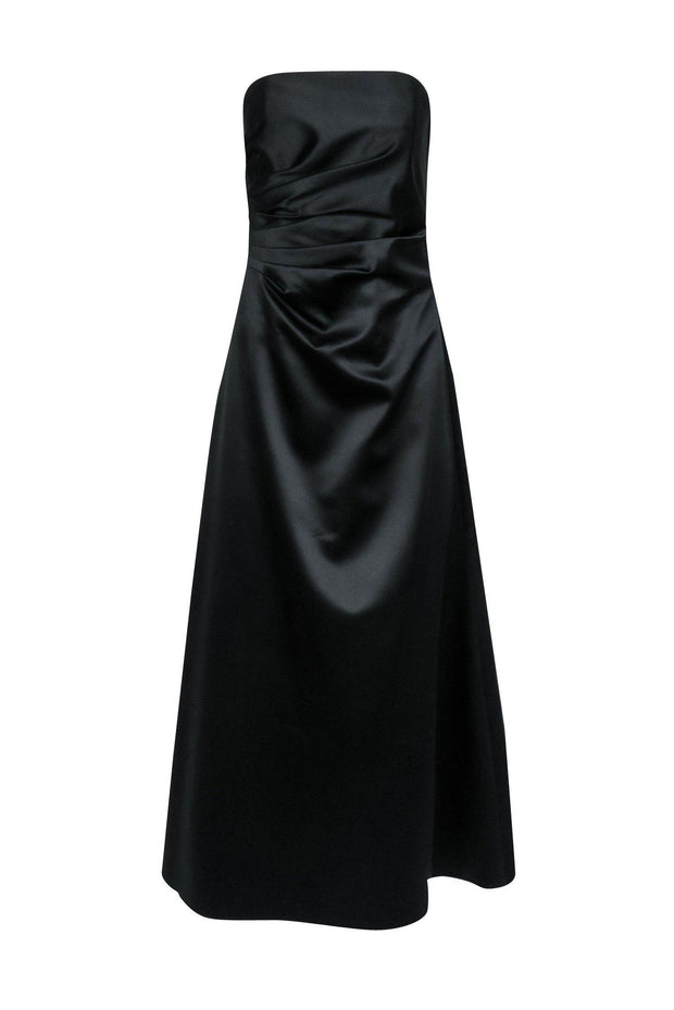 Current Boutique-ABS Evening - Black Strapless Pleated Gown Sz 6