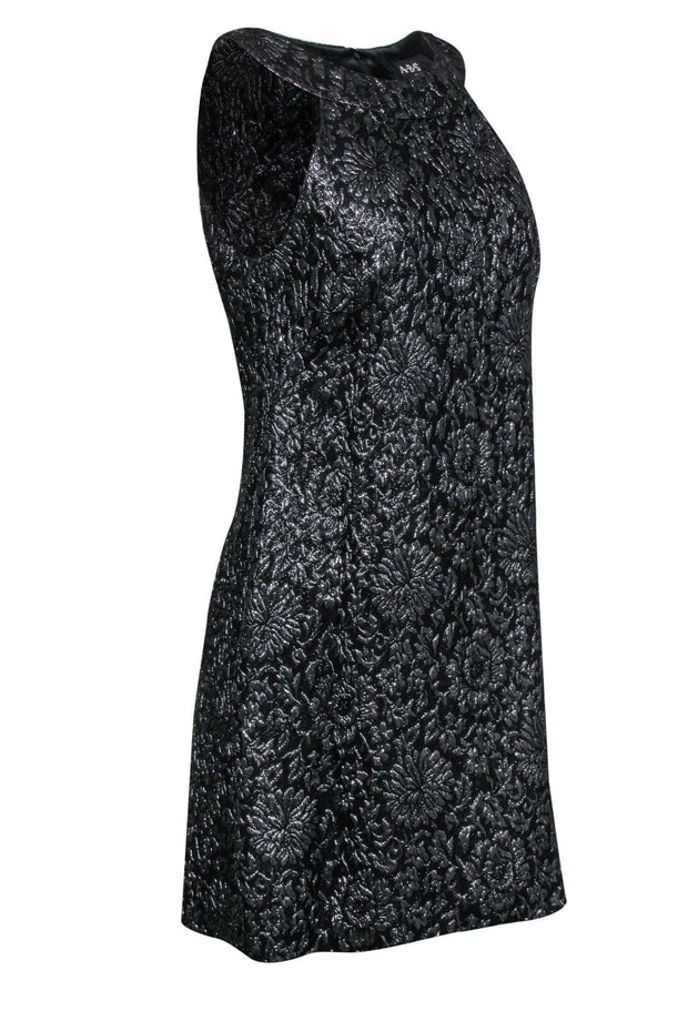 ABS by Allen Schwartz - Black Metallic Floral Jacquard Dress Sz 8