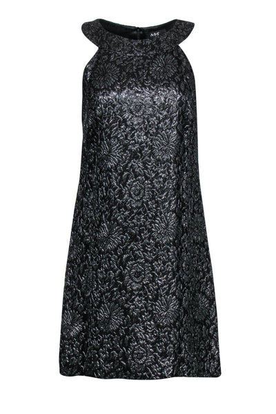 Current Boutique-ABS by Allen Schwartz - Black Metallic Floral Jacquard Dress Sz 8