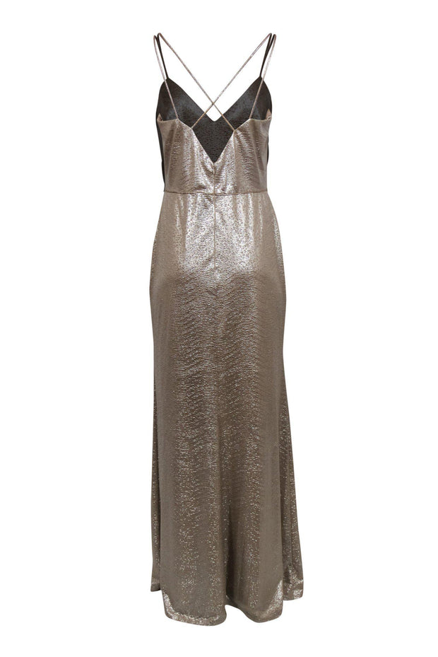 Current Boutique-ABS by Allen Schwartz - Gold Metallic Strappy Sleeveless Gown Sz 10
