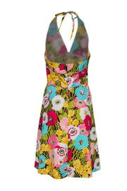 Current Boutique-ABS by Allen Schwartz - Multicolored Floral Print Sleeveless Halter A-Line Dress Sz 12
