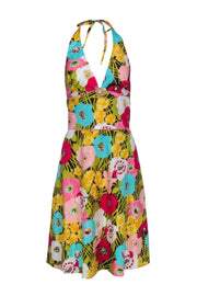Current Boutique-ABS by Allen Schwartz - Multicolored Floral Print Sleeveless Halter A-Line Dress Sz 12