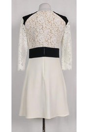 Current Boutique-ABS by Allen Schwartz - White & Black Lace Sleeved Dress Sz 4