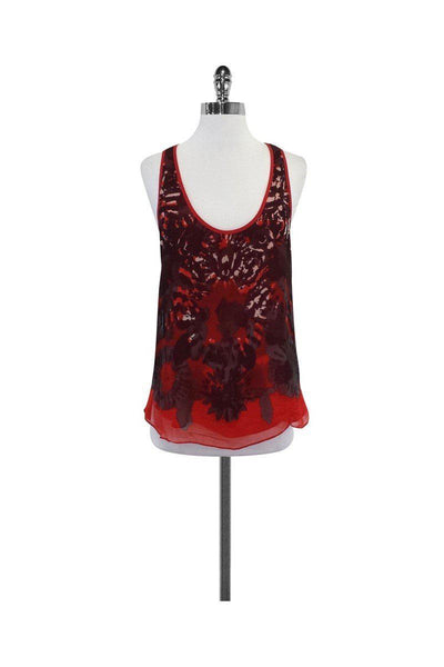 Current Boutique-ADAM by Adam Lippes - Red Print Silk Tank Sz 2