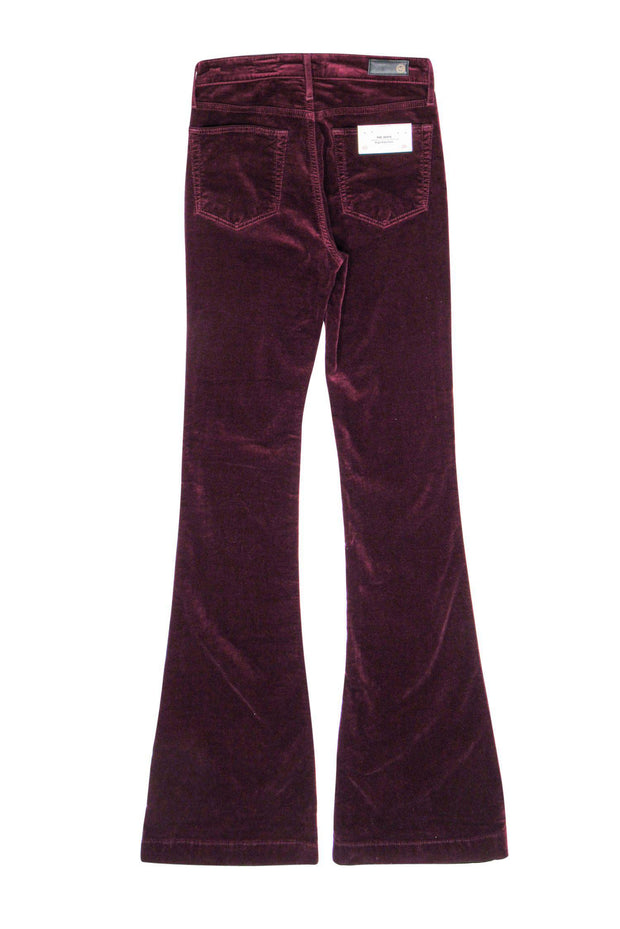 Current Boutique-AG Adriano Goldschmied - Wine Velvet ‘The Janis’ High-Rise Flared Pants Sz 26