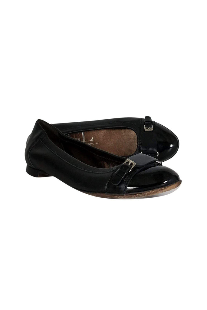 AGL Black Leather Cap Toe Flats Sz 8.5 Current Boutique