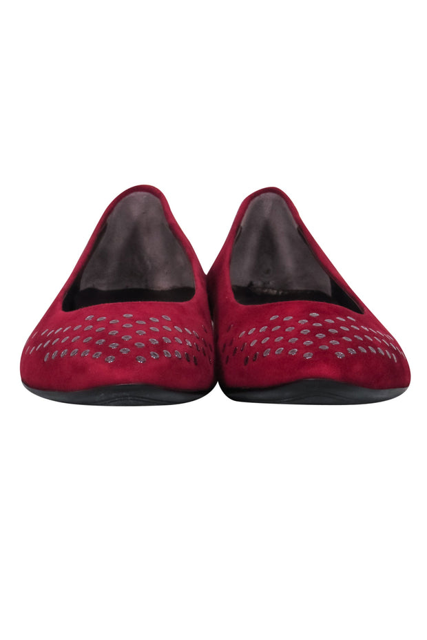 Current Boutique-AGL - Dark Red Suede Flats w/ Grommets Sz 8