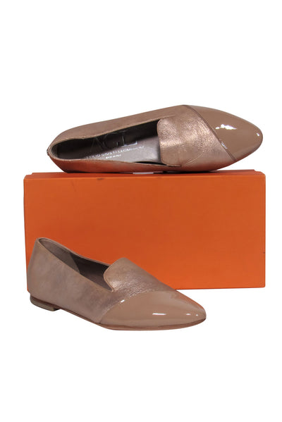 Current Boutique-AGL - Gold & Nude Toe Cap Loafers Sz 10
