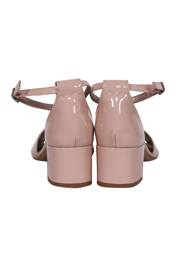 Current Boutique-AGL - Nude Patent Leather "Biscuit" Ankle Strap Block Heels Sz 10