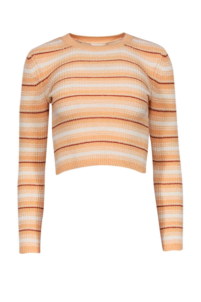 Current Boutique-ALC - Orange Cream & Brown Stripe Cropped Sweater Sz XS