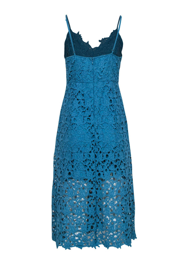 Current Boutique-ASTR the Label - Blue Floral Lace Sleeveless Midi Dress Sz L