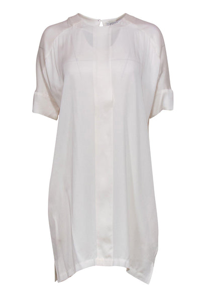 Current Boutique-AYR - White Short Sleeve Silk Shift Dress Sz XS