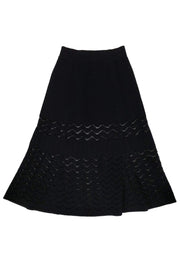 Current Boutique-A.L.C. - Black Chevron Midi Skirt Sz S
