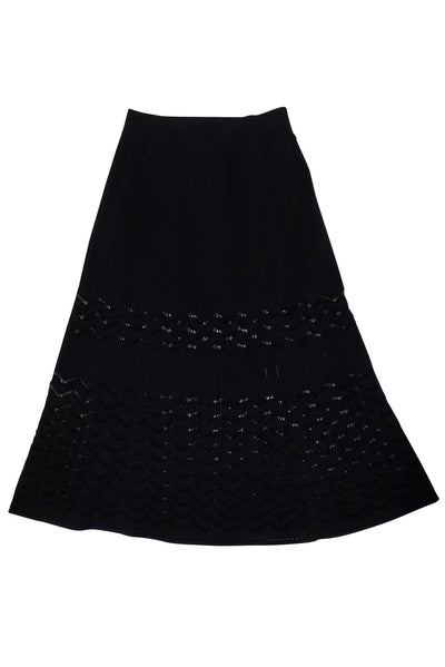 Current Boutique-A.L.C. - Black Chevron Midi Skirt Sz S