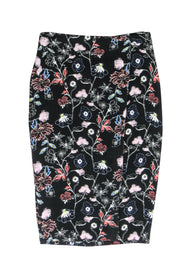 Current Boutique-A.L.C. - Black Floral Pencil Skirt w/ Belt Sz 6