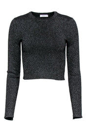 Current Boutique-A.L.C. - Black Metallic Ribbed Cropped Sweater Sz S