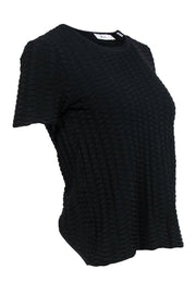 Current Boutique-A.L.C. - Black Scale & Ribbed Texture Short Sleeve Shirt Sz S
