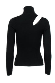Current Boutique-A.L.C. - Black Wool Blend Ribbed Turtleneck Sweater w/ Shoulder Cutout Sz XS