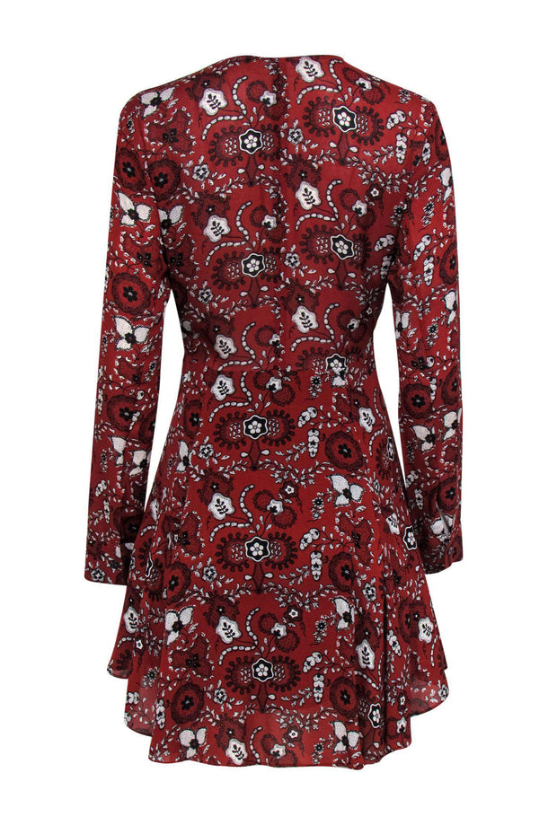 Current Boutique-A.L.C. - Brick Red Paisley Dress w/ Black & White Floral Details Sz 6