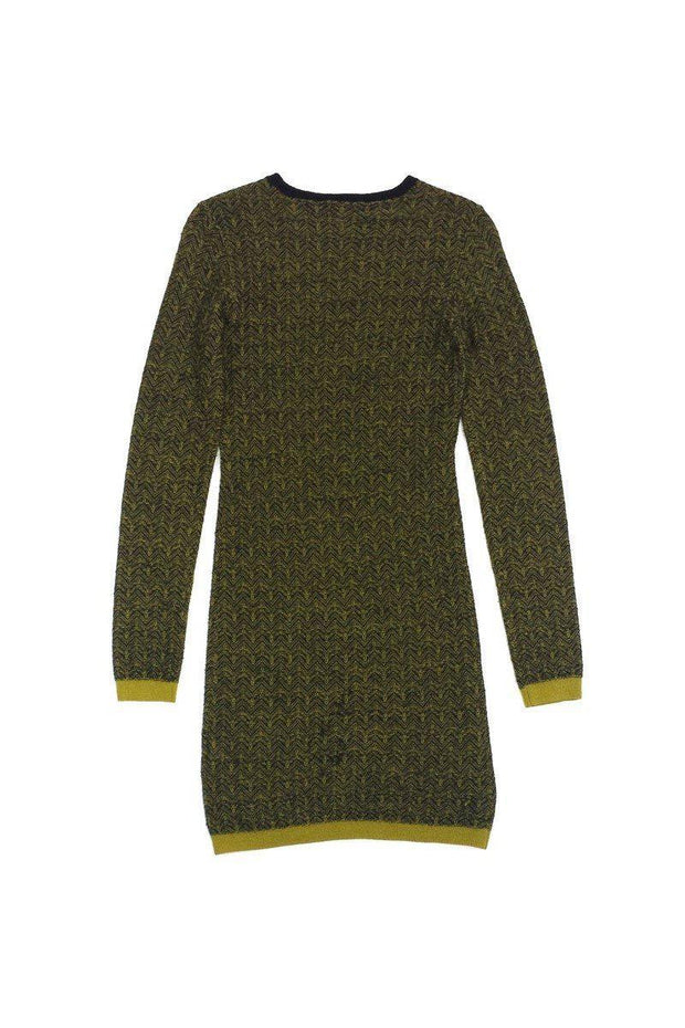 Current Boutique-A.L.C. - Green & Black Chevron Wool Sweater Dress Sz XS
