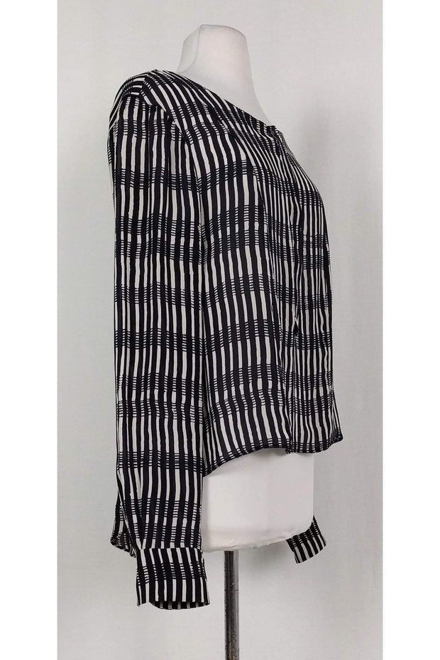 Current Boutique-A.L.C. - Navy & White Striped Silk Top Sz L
