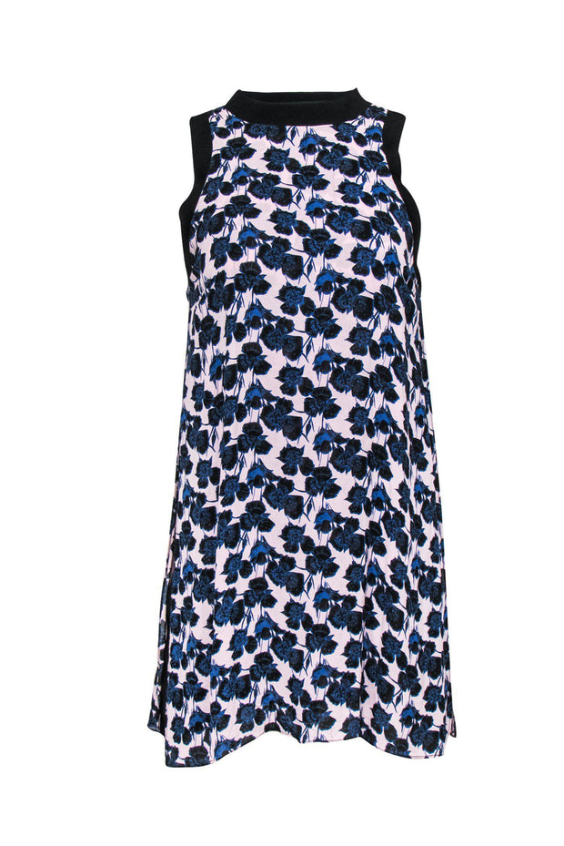 Current Boutique-A.L.C. - Pink & Blue Floral Print Silk Shift Dress Sz 2