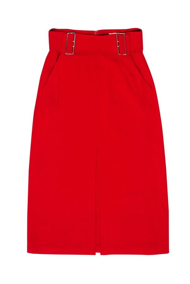 Current Boutique-A.L.C. - Red Belted Midi Skirt w/ Front Slit Sz 6