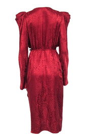 Current Boutique-A.L.C. - Red Silk Midi Wrap Dress w/ Plunge Neckline Sz 14