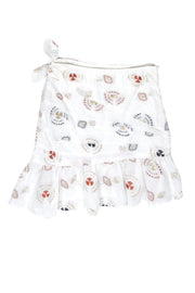 Current Boutique-A.L.C. - White Ruched Miniskirt w/ Embroidery Sz 2