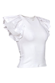 Current Boutique-A.L.C. - White Ruffle Sleeve Cotton Tee Sz XS