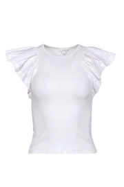 Current Boutique-A.L.C. - White Ruffle Sleeve Cotton Tee Sz XS