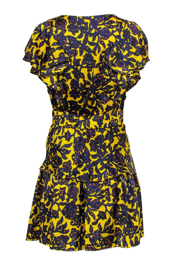Current Boutique-A.L.C. - Yellow & Purple Floral Silk Ruffle Dress Sz 8