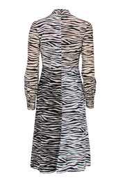 Current Boutique-A.L.C. - Zebra Print Mock Neck Long Sleeve Silk Dress Sz 2