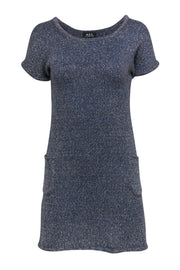 Current Boutique-A.P.C. - Blue Knit Metallic Shift Dress Sz S